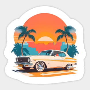 Palm beach with a classic car Sticker